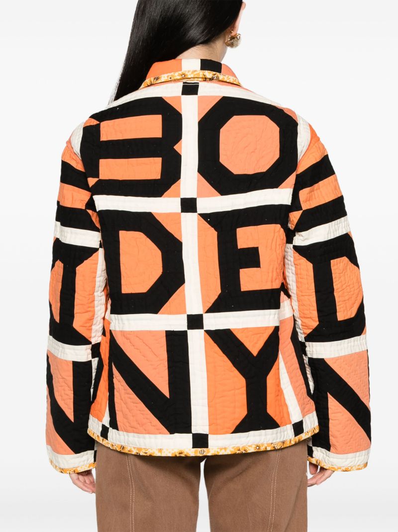 Orange Letter Block Quilted Jacket
