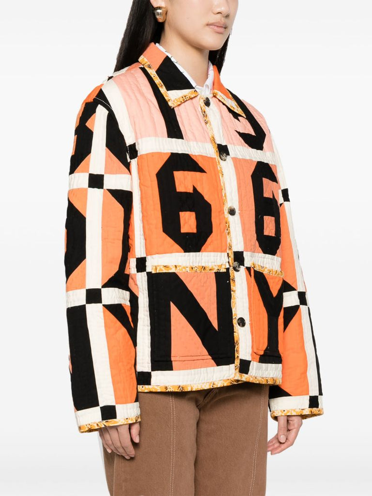 Orange Letter Block Quilted Jacket