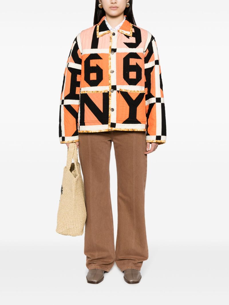Orange Letter Block Quilted Jacket