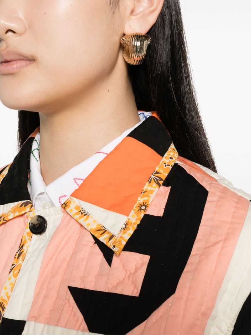 Orange Letter Block Quilted Jacket
