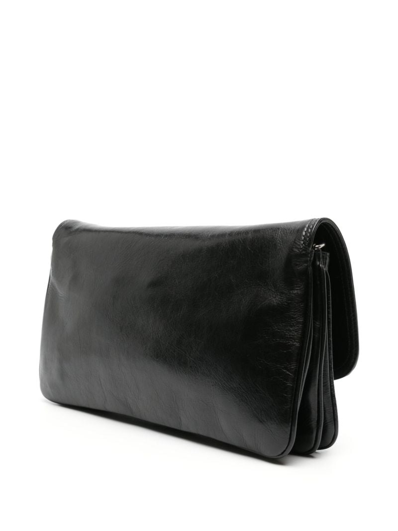 Black Bb Logo Plaque Leather Shoulder Bag