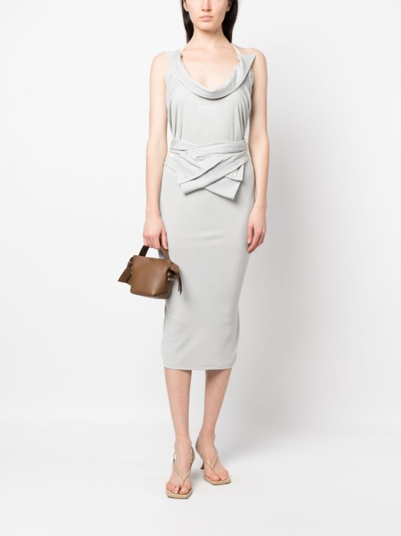 Grey Halterneck Midi Dress