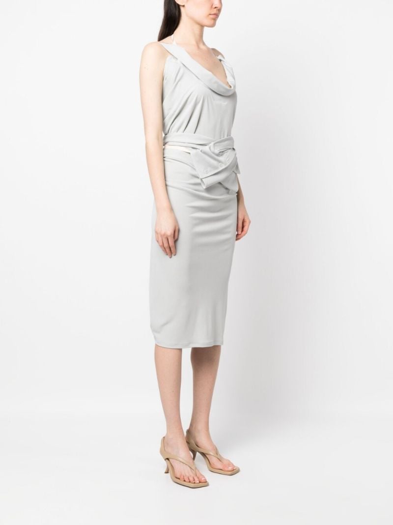 Grey Halterneck Midi Dress