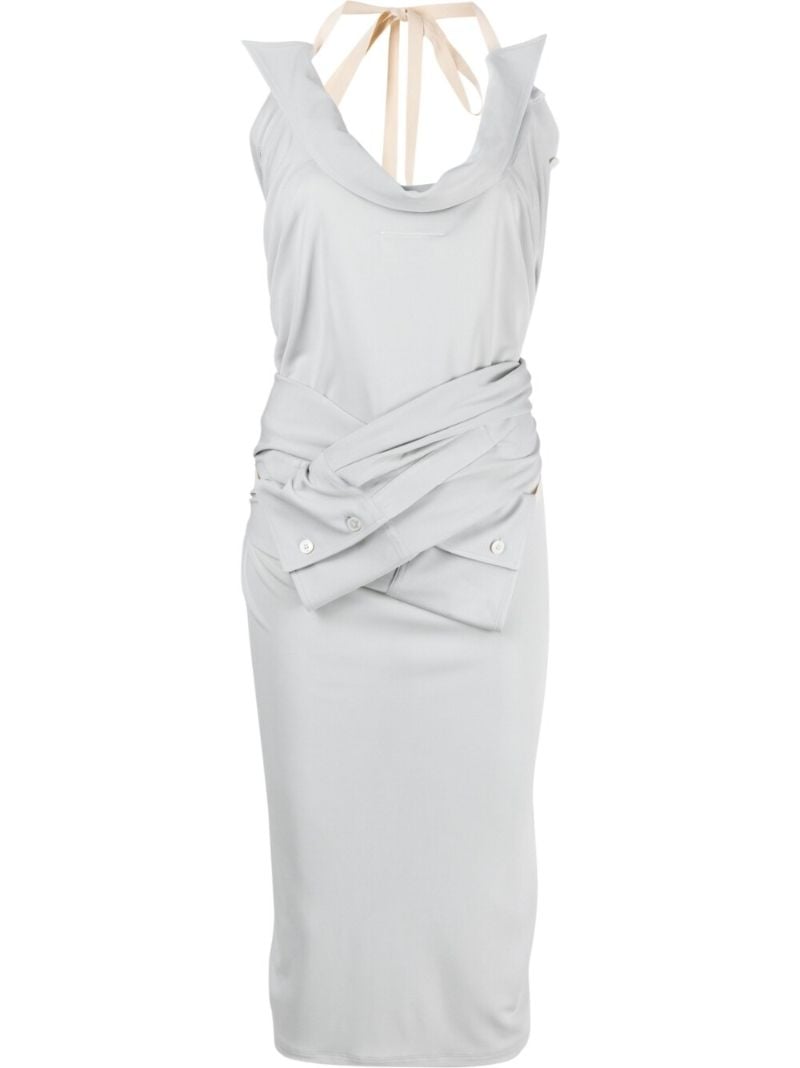 Grey Halterneck Midi Dress