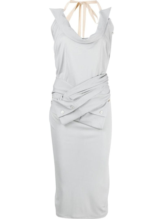 Grey Halterneck Midi Dress
