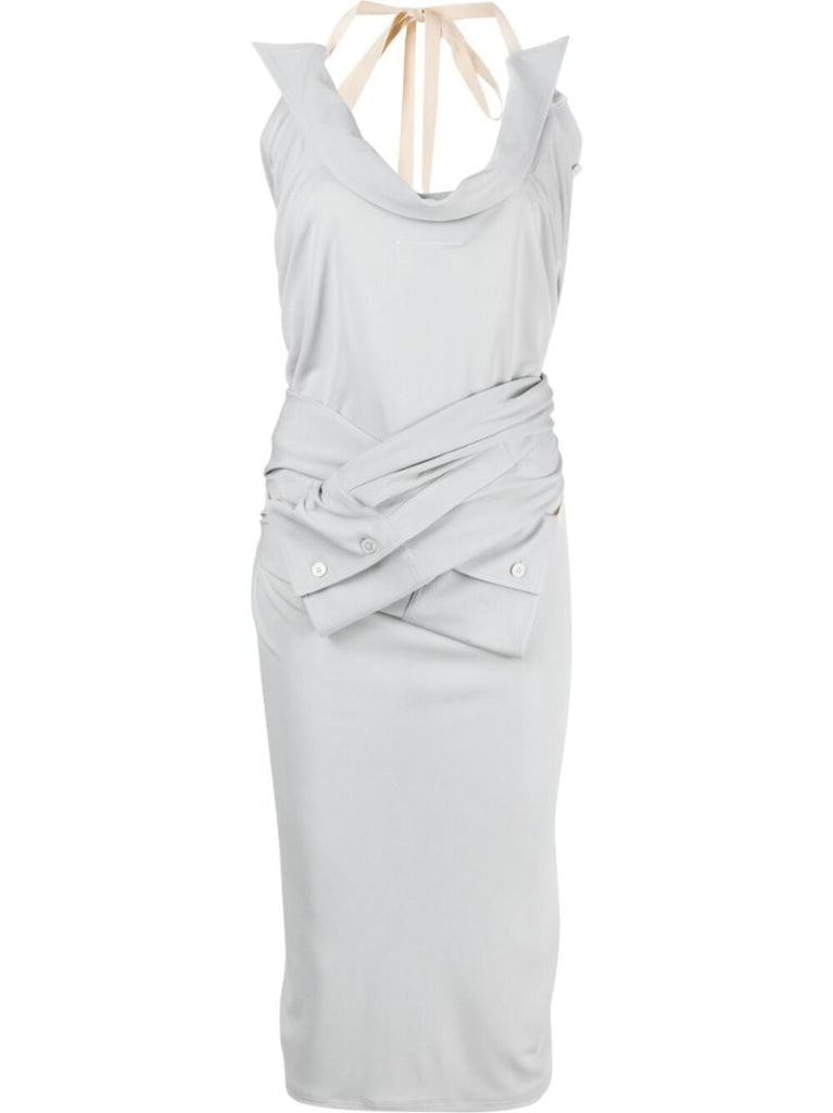 Grey Halterneck Midi Dress