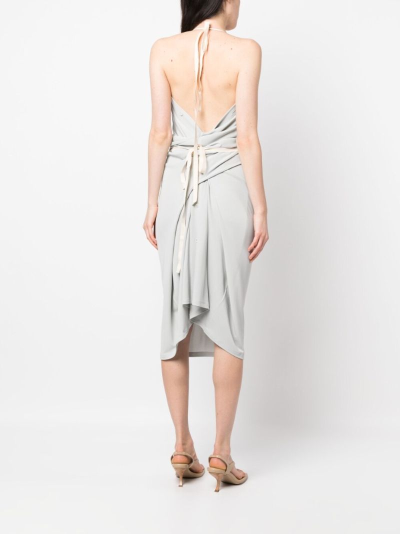 Grey Halterneck Midi Dress