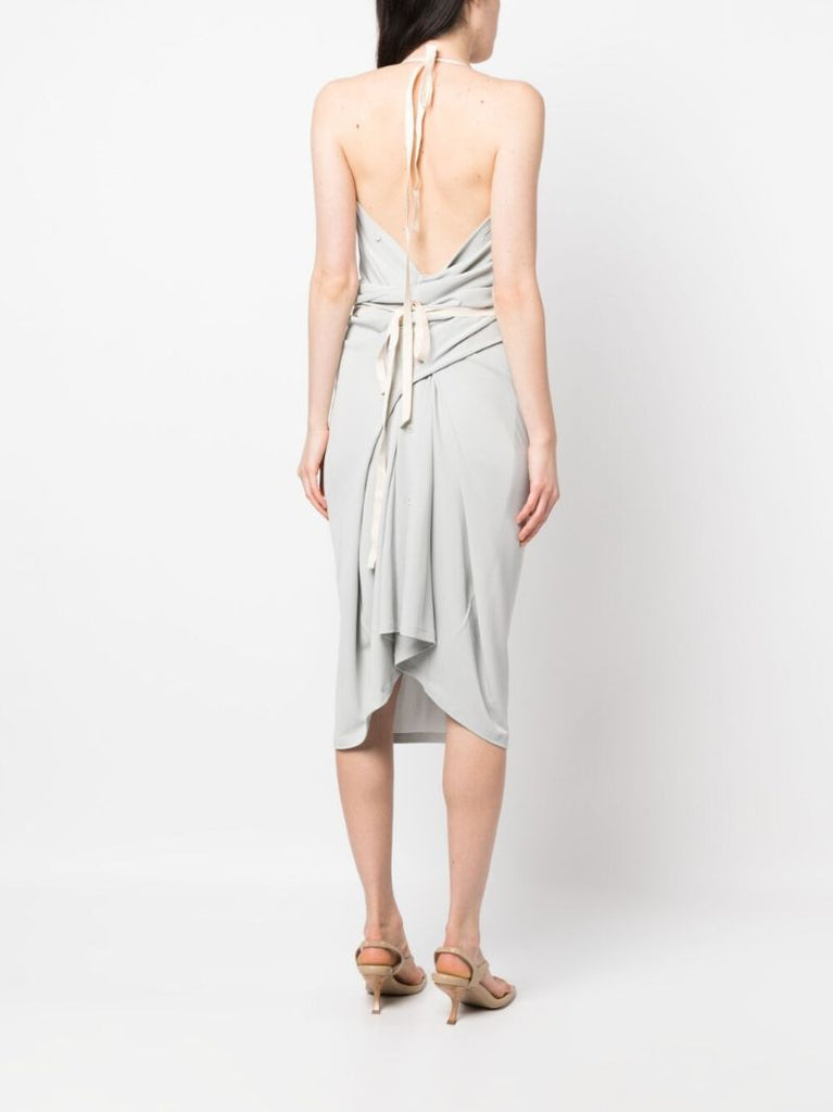 Grey Halterneck Midi Dress