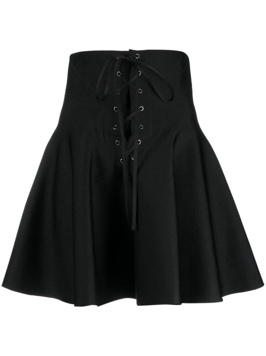 Black Flared High-waist Skirt