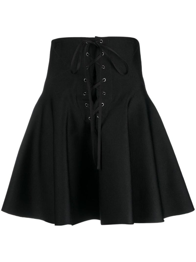 Black Flared High-waist Skirt