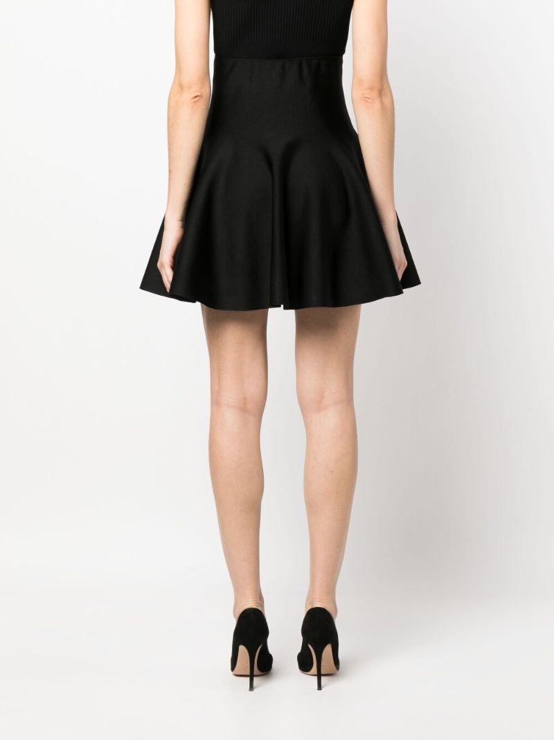Black Flared High-waist Skirt
