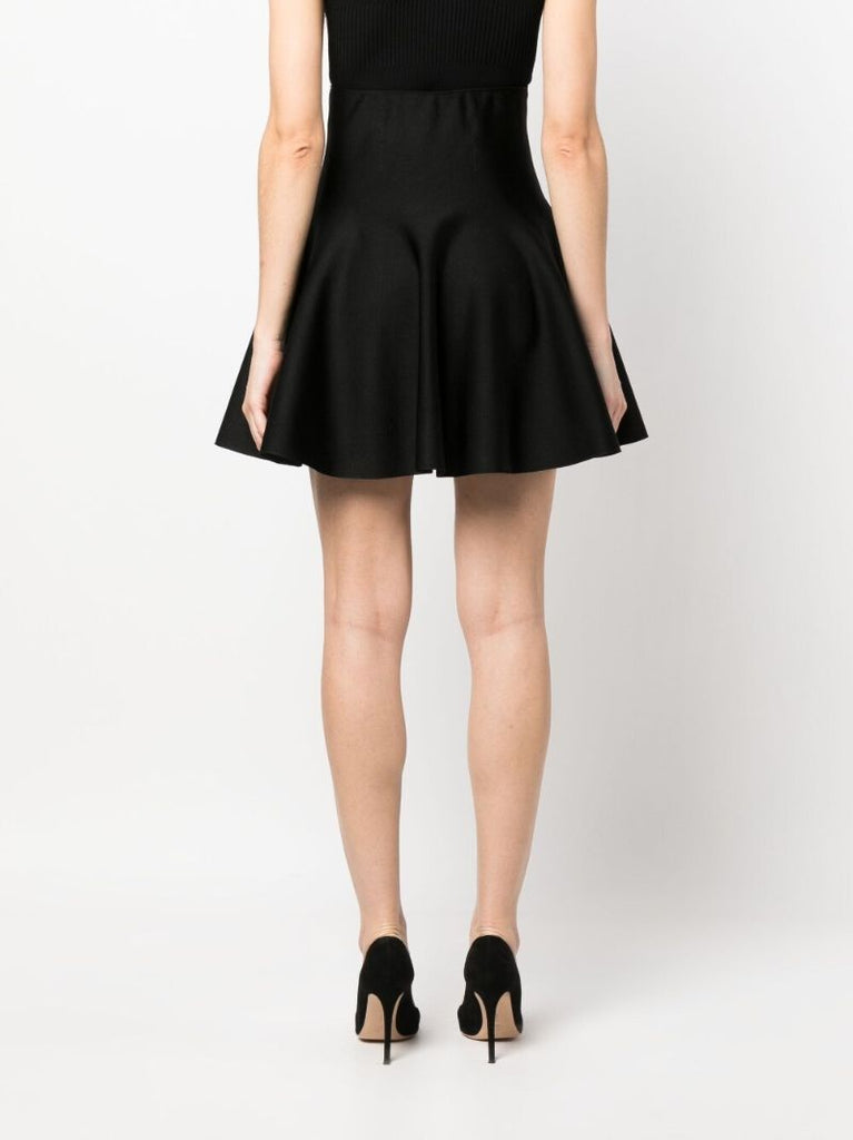 Black Flared High-waist Skirt
