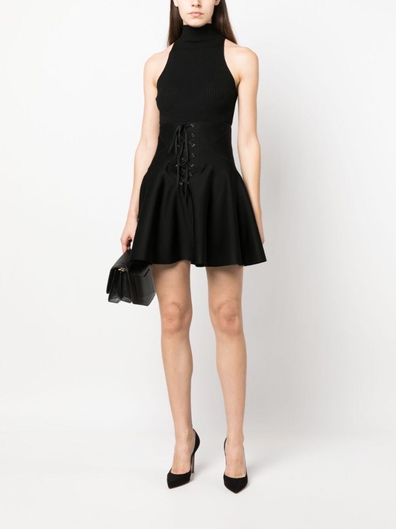 Black Flared High-waist Skirt