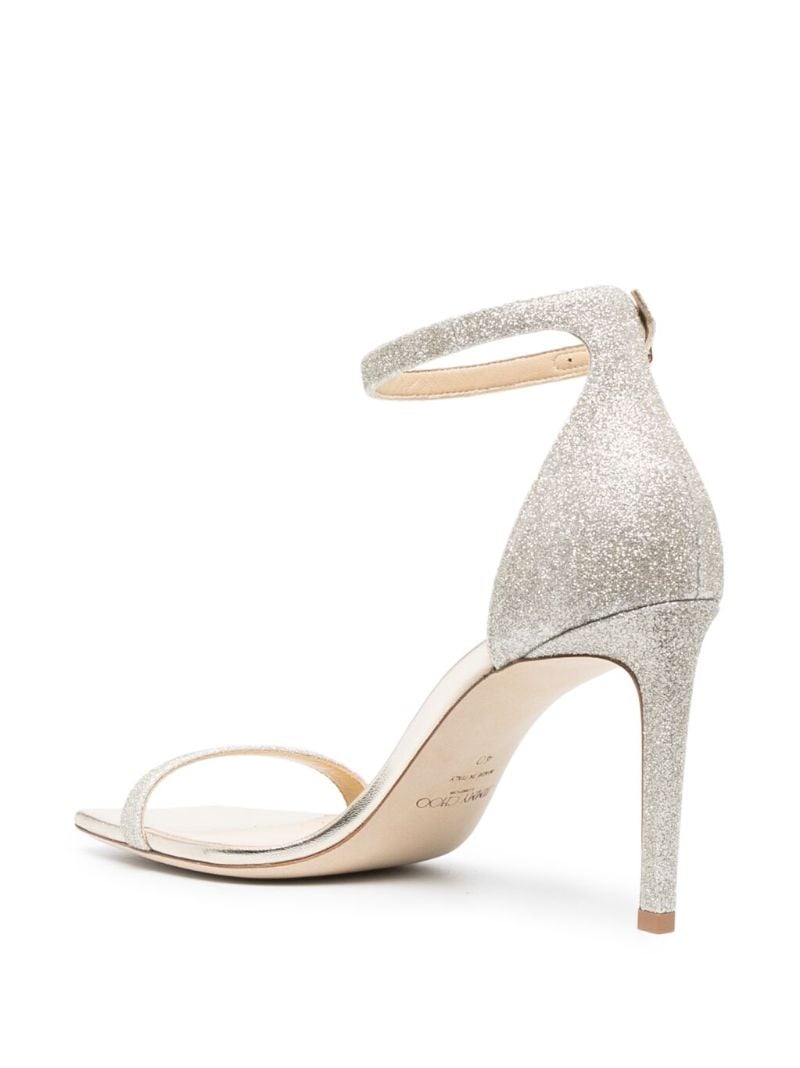 Silver-tone Alva 85 Glitter Leather Sandals