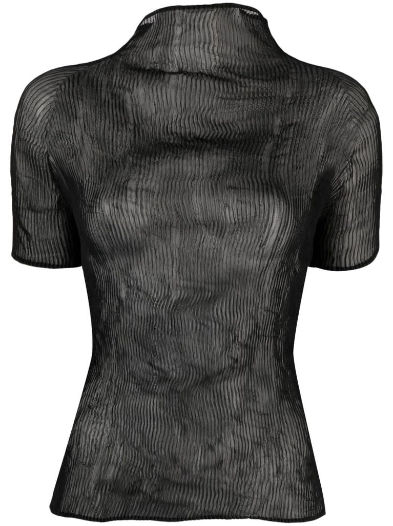 Black Chiffon Twist PlissÃ_x0083_Â© Top