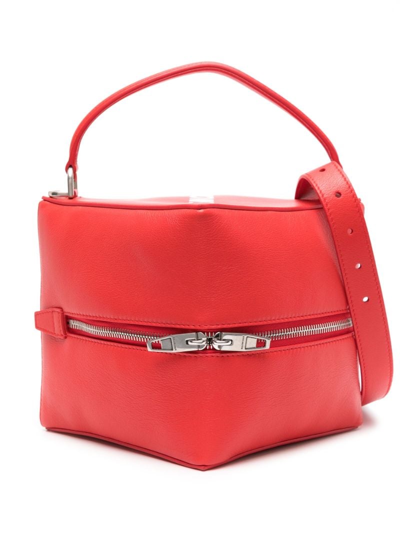 Red 4x4 Box Leather Tote Bag