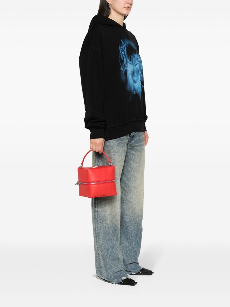 Red 4x4 Box Leather Tote Bag