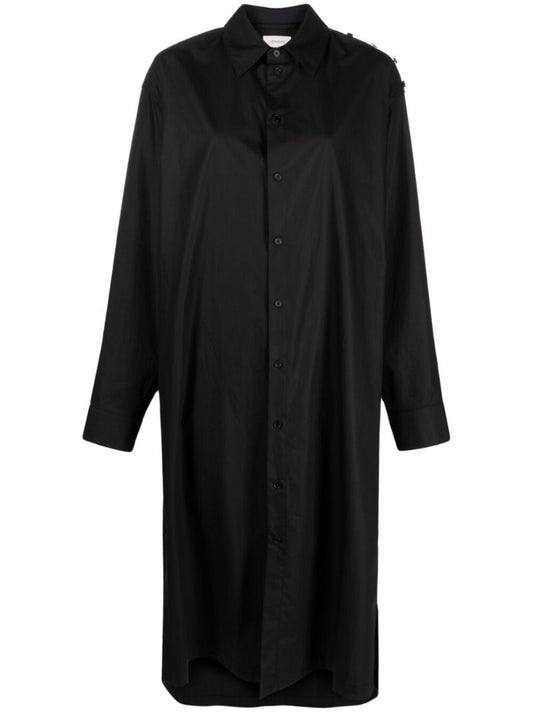 Black Cotton Shirt Dress