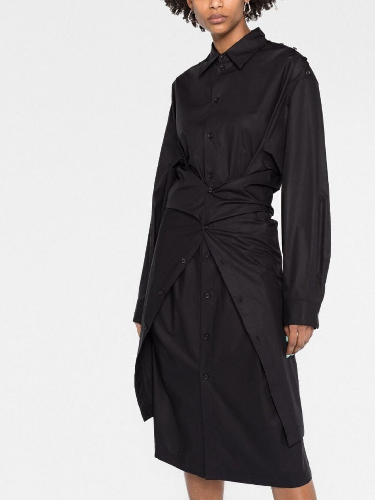 Black Cotton Shirt Dress