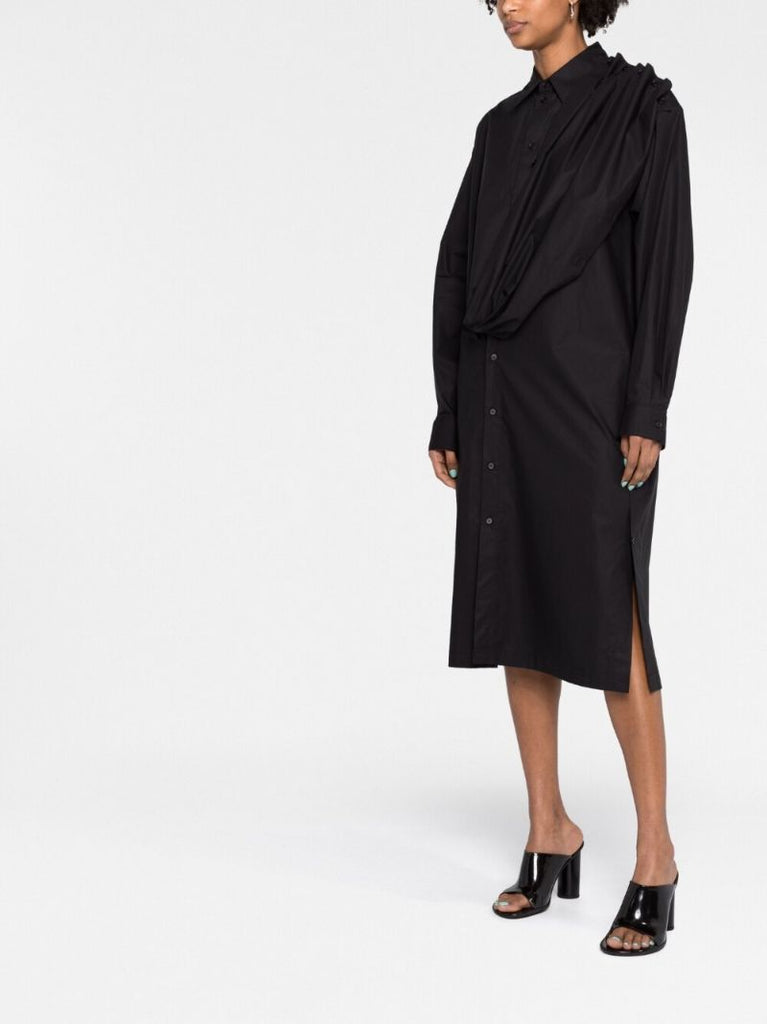 Black Cotton Shirt Dress