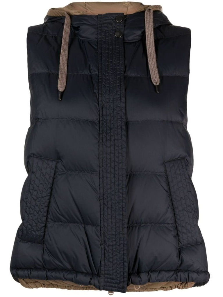 Blue Quilted Down Gilet