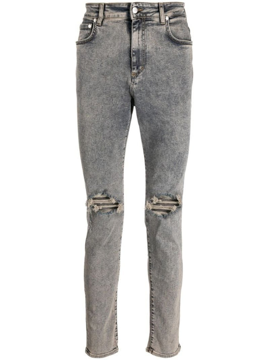 Blue Ripped Detail Slim-fit Jeans
