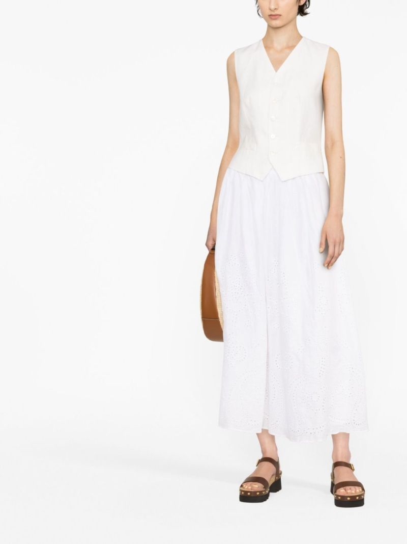 White Single-breasted Linen Waistcoat
