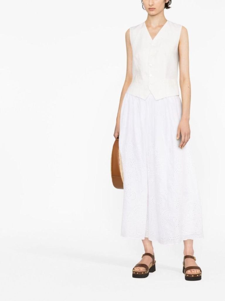 White Single-breasted Linen Waistcoat