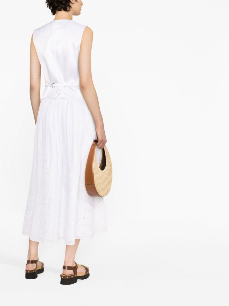 White Single-breasted Linen Waistcoat