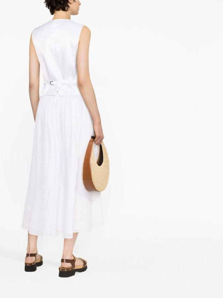 White Single-breasted Linen Waistcoat