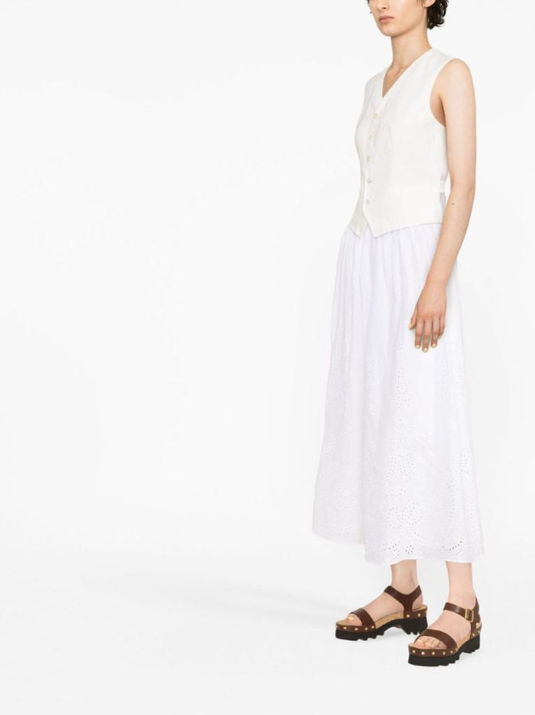 White Single-breasted Linen Waistcoat