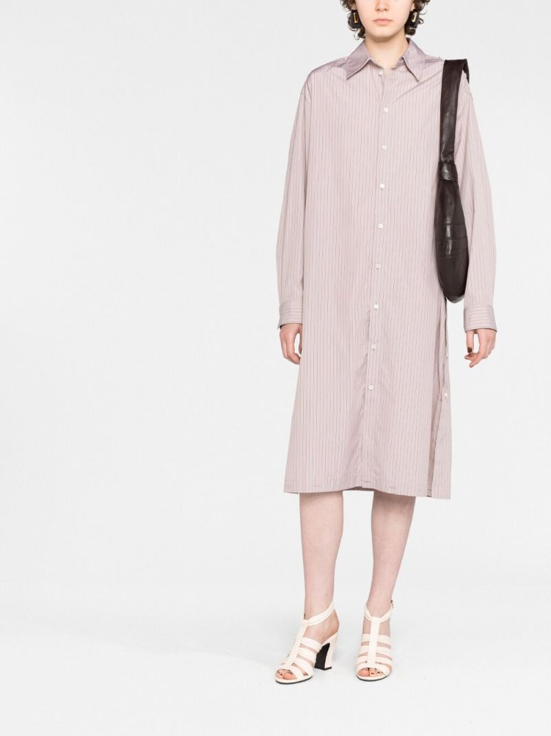 Neutral Striped Shirt Dress