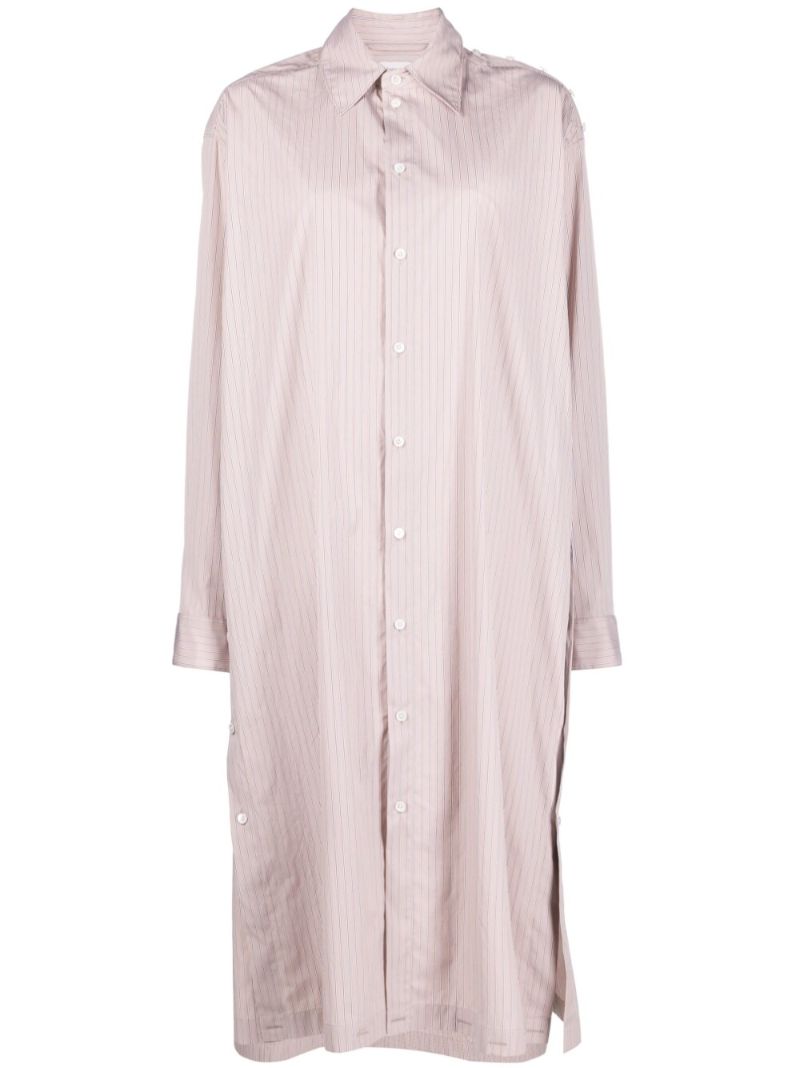 Neutral Striped Shirt Dress