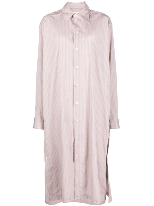 Neutral Striped Shirt Dress