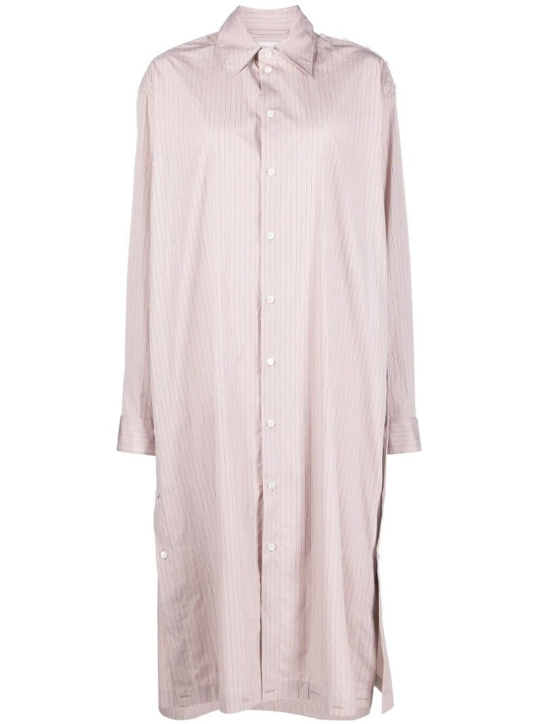 Neutral Striped Shirt Dress