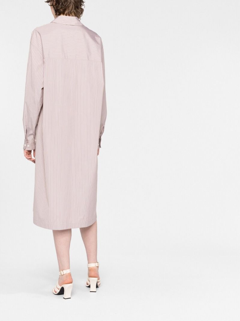 Neutral Striped Shirt Dress