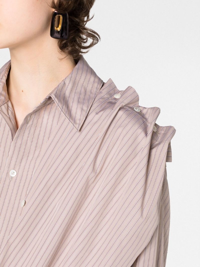 Neutral Striped Shirt Dress
