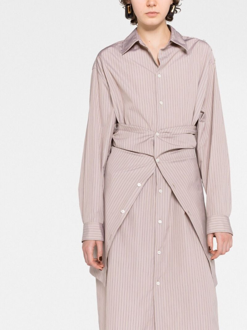 Neutral Striped Shirt Dress