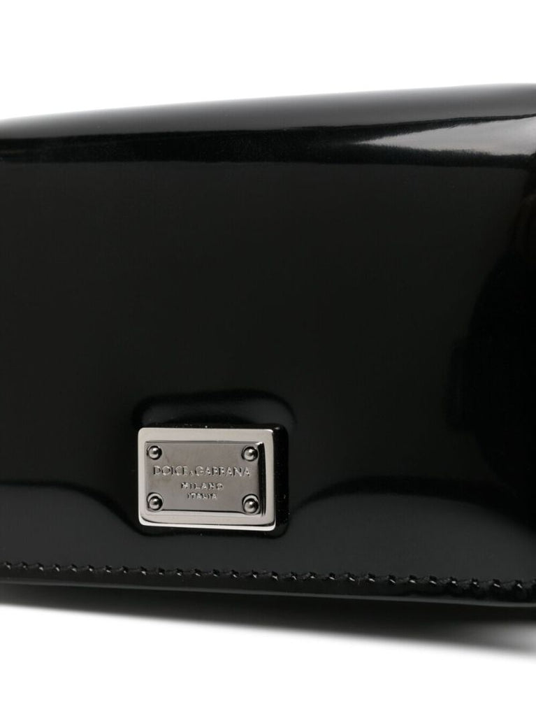 Black Logo Plaque Patent Leather Mini Bag