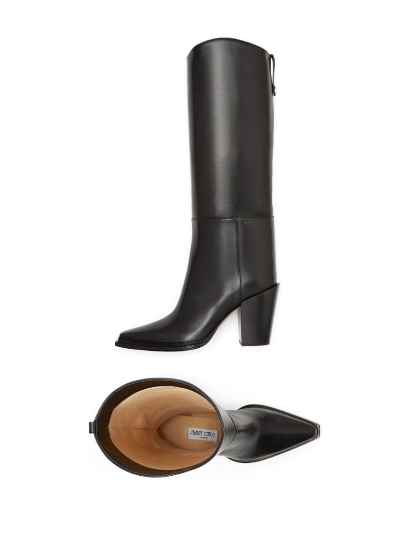 Black Cece 80 Leather Knee-high Boots