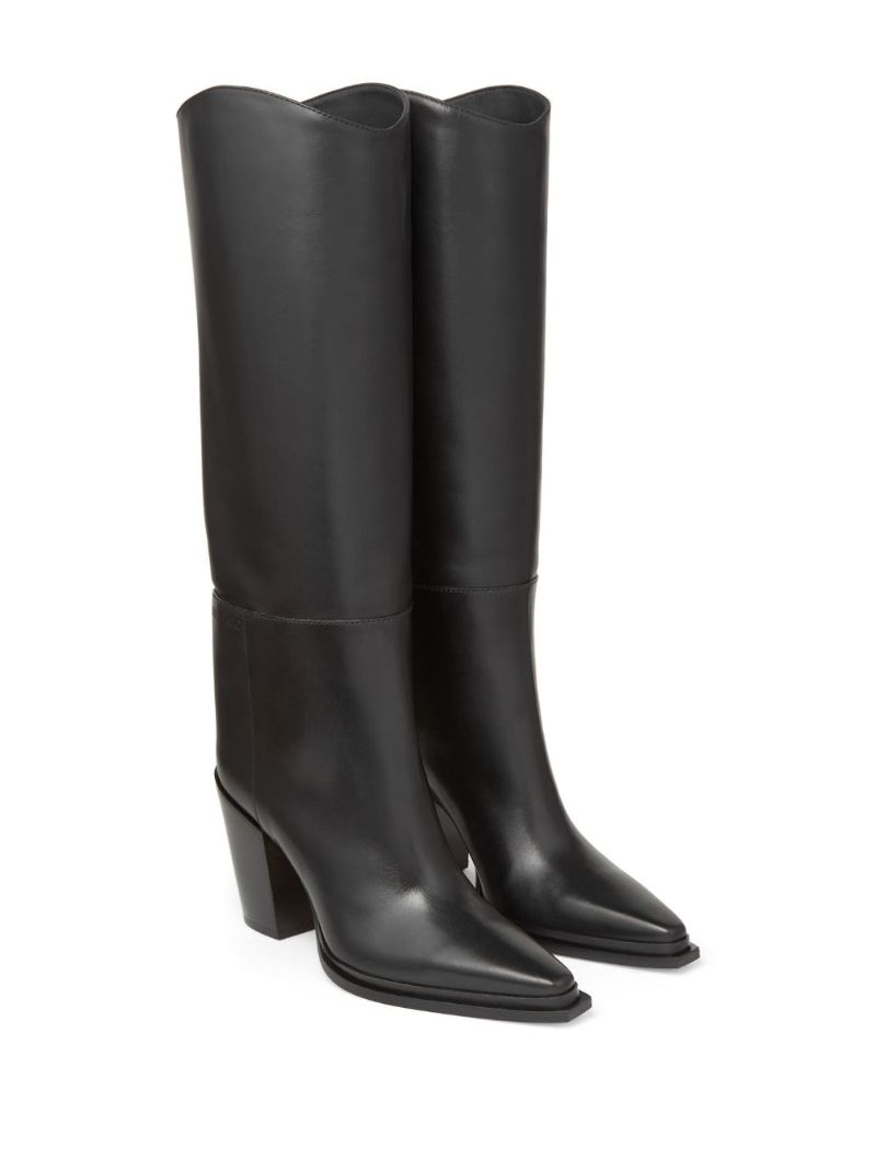 Black Cece 80 Leather Knee-high Boots