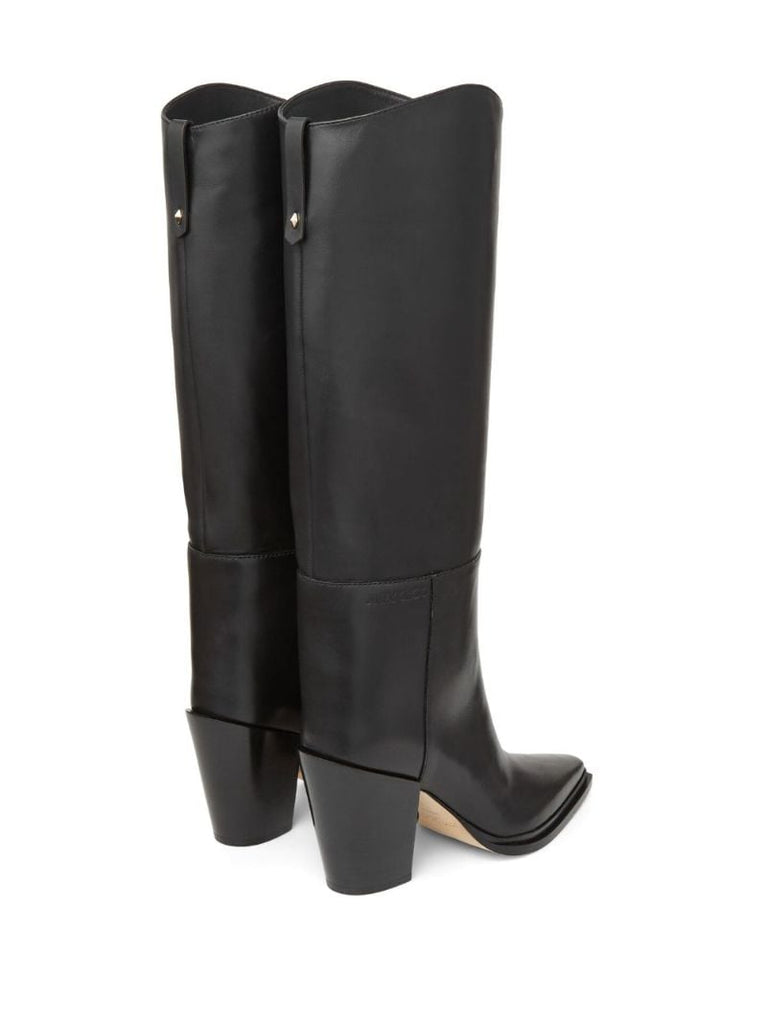 Black Cece 80 Leather Knee-high Boots