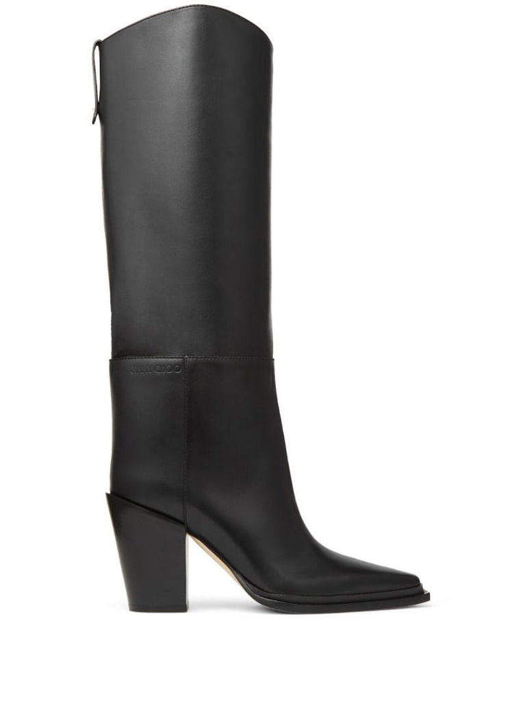 Black Cece 80 Leather Knee-high Boots