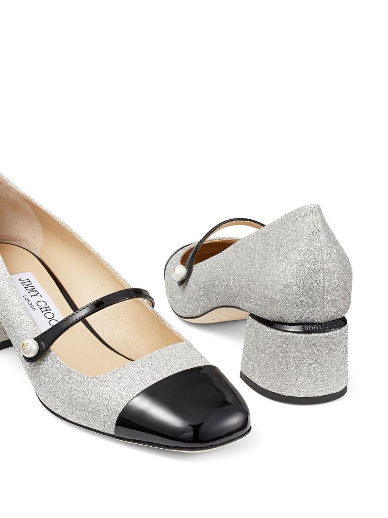 Silver-tone Elisa 45 Leather Pumps