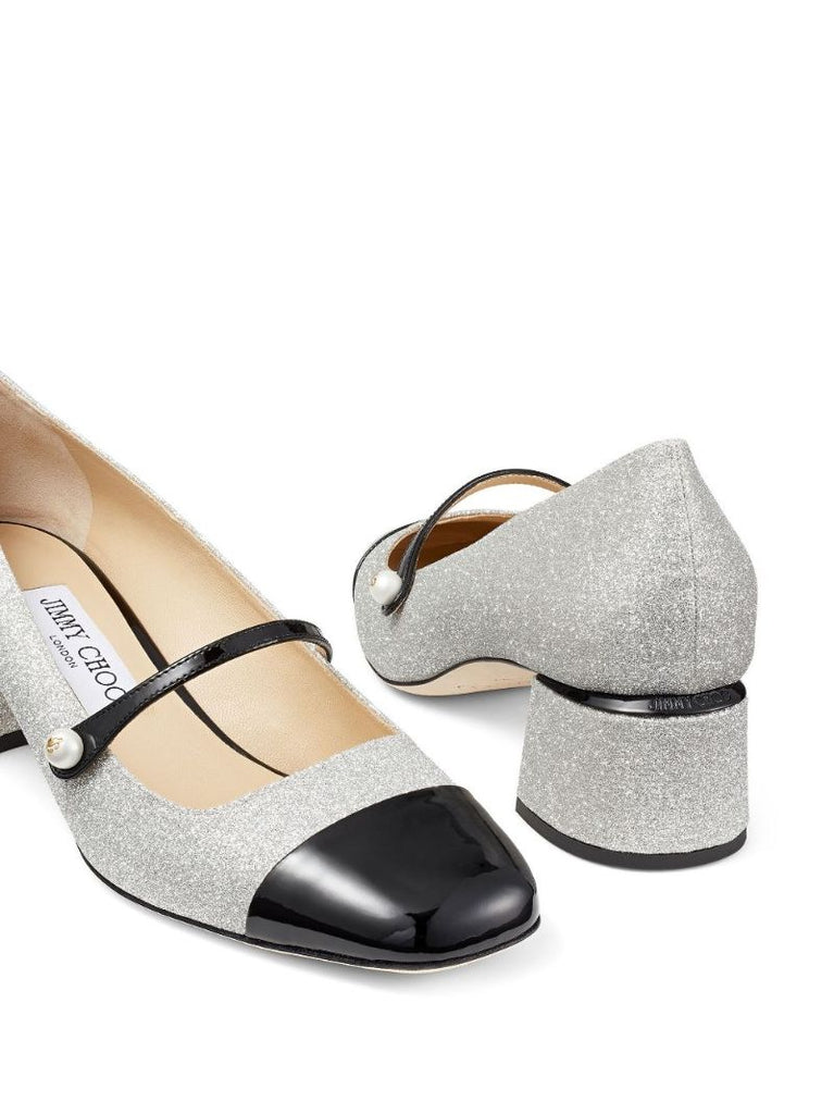 Silver-tone Elisa 45 Leather Pumps
