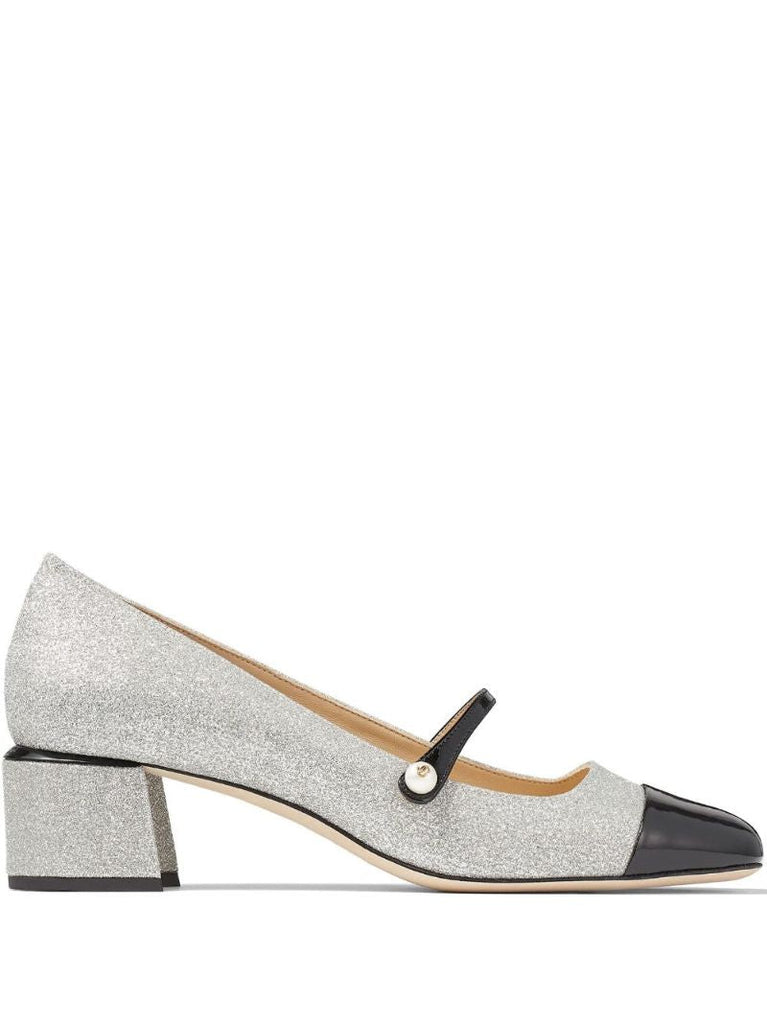 Silver-tone Elisa 45 Leather Pumps