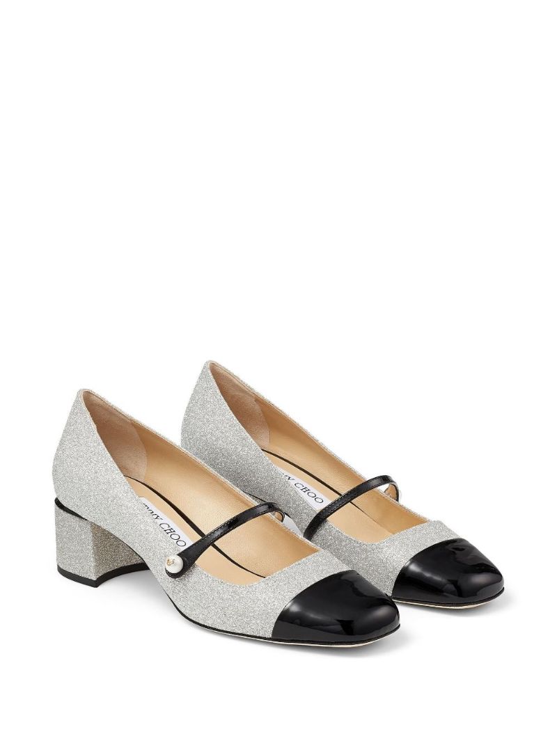 Silver-tone Elisa 45 Leather Pumps