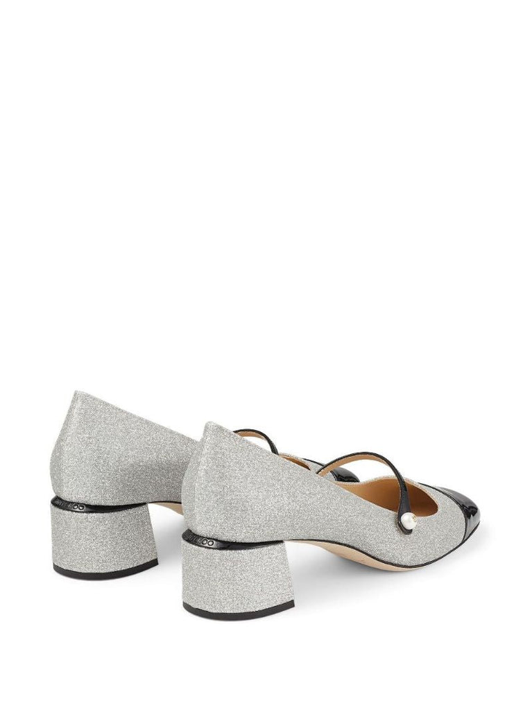 Silver-tone Elisa 45 Leather Pumps