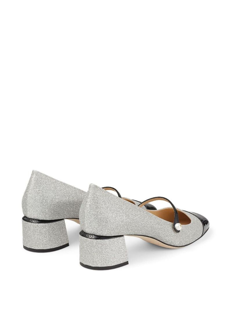 Silver-tone Elisa 45 Leather Pumps