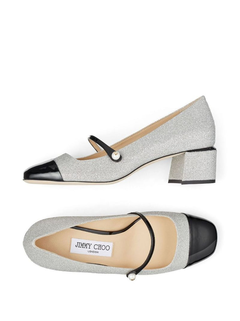 Silver-tone Elisa 45 Leather Pumps